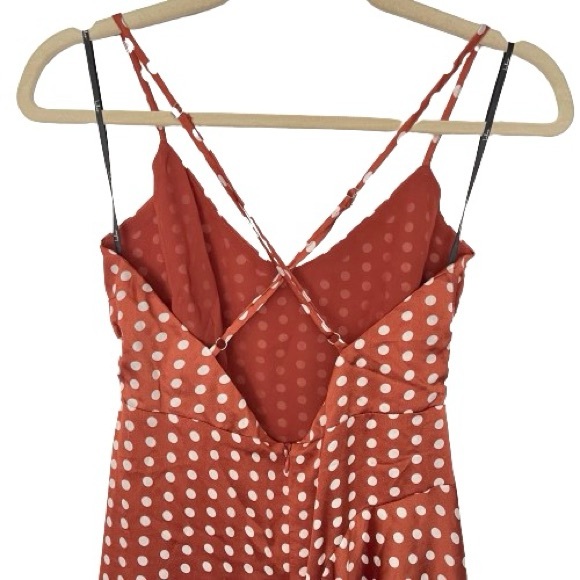 Lulu's Bellamy Rust Brown Polka Dot Backless Handkerchief Dress - Picture 10 of 13